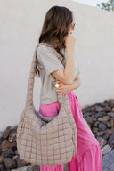 Leda Quilted Nylon Puffer Hobo Crossbody Bag-handbags-Krush Kandy, Women's Online Fashion Boutique Located in Phoenix, Arizona (Scottsdale Area)