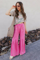 J.HER Mineral Washed Cotton Print Pocket Wide-Leg Flare Pants | S-XL-Pants-Rae Collective, Women's Online Fashion Boutique Located in Phoenix, Arizona (Scottsdale Area)