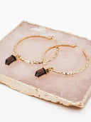 Krush Kouture: Hammered Hoop Earrings with Charm-Hoop Earrings-Rae Collective, Women's Online Fashion Boutique Located in Phoenix, Arizona (Scottsdale Area)