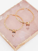 Krush Kouture: Hammered Hoop Earrings with Charm-Hoop Earrings-Rae Collective, Women's Online Fashion Boutique Located in Phoenix, Arizona (Scottsdale Area)