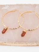 Krush Kouture: Hammered Hoop Earrings with Charm-Hoop Earrings-Rae Collective, Women's Online Fashion Boutique Located in Phoenix, Arizona (Scottsdale Area)