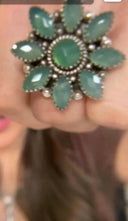 Faceted Green Jade Cluster Sterling Silver Ring | PREORDER-Krush Kandy, Women's Online Fashion Boutique Located in Phoenix, Arizona (Scottsdale Area)