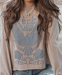 Free Bird Mineral Wash Graphic Long Sleeve | 2 Colors PREORDER OPEN-Long Sleeve Tops-Krush Kandy, Women's Online Fashion Boutique Located in Phoenix, Arizona (Scottsdale Area)