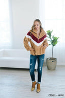 Chevron Sherpa Jacket | S-XL-Jackets-Rae Collective, Women's Online Fashion Boutique Located in Phoenix, Arizona (Scottsdale Area)