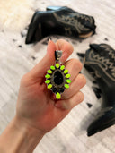 Krush Original | Neon Yellow Opal & Black Onyx Pendant-Charms & Pendants-Rae Collective, Women's Online Fashion Boutique Located in Phoenix, Arizona (Scottsdale Area)