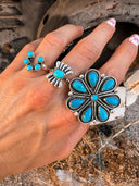 Flower Concho Sterling Silver Stone Ring MADE TO ORDER-Cluster Rings-Rae Collective, Women's Online Fashion Boutique Located in Phoenix, Arizona (Scottsdale Area)