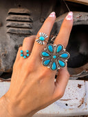 Flower Concho Sterling Silver Stone Ring MADE TO ORDER-Cluster Rings-Rae Collective, Women's Online Fashion Boutique Located in Phoenix, Arizona (Scottsdale Area)