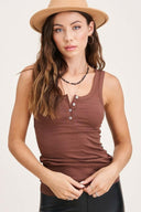Let's Talk Later Button Detail Tank Top | 9 Colors!-Tanks-Krush Kandy, Women's Online Fashion Boutique Located in Phoenix, Arizona (Scottsdale Area)