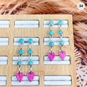 Turquoise & Neon Pink Opal Heart Drop Earrings MADE TO ORDER-Stud Earrings-Rae Collective, Women's Online Fashion Boutique Located in Phoenix, Arizona (Scottsdale Area)