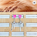 Neon Pink Opal Heart Stone & Sterling Bow Earrings MADE TO ORDER-Stud Earrings-Rae Collective, Women's Online Fashion Boutique Located in Phoenix, Arizona (Scottsdale Area)