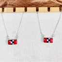 Rodeo Red Checkered Bar Necklace-Necklaces-Rae Collective, Women's Online Fashion Boutique Located in Phoenix, Arizona (Scottsdale Area)
