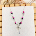Crystal & Neon Pink Opal Bow Necklace-Necklaces-Rae Collective, Women's Online Fashion Boutique Located in Phoenix, Arizona (Scottsdale Area)