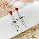 Multi Stone & Bow Sterling Silver Earrings-Stud Earrings-Rae Collective, Women's Online Fashion Boutique Located in Phoenix, Arizona (Scottsdale Area)