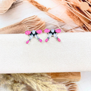 Neon Pink Opal & Crystal Bow Earrings-Stud Earrings-Rae Collective, Women's Online Fashion Boutique Located in Phoenix, Arizona (Scottsdale Area)