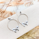 Solid Sterling Silver Bow Hoop Earrings-Stud Earrings-Rae Collective, Women's Online Fashion Boutique Located in Phoenix, Arizona (Scottsdale Area)