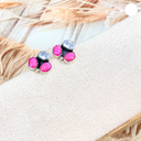 Little Neon Pink Opal & Crystal Sterling Earrings-Stud Earrings-Rae Collective, Women's Online Fashion Boutique Located in Phoenix, Arizona (Scottsdale Area)