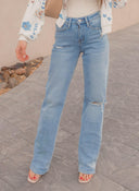 Vervet Distressed Knee Wide Leg Jean-Denim-Krush Kandy, Women's Online Fashion Boutique Located in Phoenix, Arizona (Scottsdale Area)