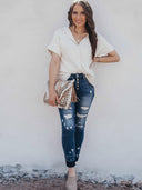 Brunch Culture Contrast Hem Distressed Jeans-Jeans-Krush Kandy, Women's Online Fashion Boutique Located in Phoenix, Arizona (Scottsdale Area)