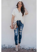 Brunch Culture Contrast Hem Distressed Jeans-Jeans-Krush Kandy, Women's Online Fashion Boutique Located in Phoenix, Arizona (Scottsdale Area)