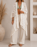 Floral Lace Textured Kimono