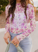 Delicate Floral Mesh Long Sleeve Top-Long Sleeve Tops-Krush Kandy, Women's Online Fashion Boutique Located in Phoenix, Arizona (Scottsdale Area)