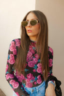 Midnight Rose Mesh Top-Long Sleeve Tops-Krush Kandy, Women's Online Fashion Boutique Located in Phoenix, Arizona (Scottsdale Area)