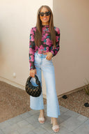 Midnight Rose Mesh Top-Long Sleeve Tops-Rae Collective, Women's Online Fashion Boutique Located in Phoenix, Arizona (Scottsdale Area)