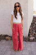 Seaside Breeze Mineral Wash Wide Leg Cropped Pants-Bottoms-Rae Collective, Women's Online Fashion Boutique Located in Phoenix, Arizona (Scottsdale Area)