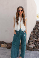 Seaside Breeze Mineral Wash Wide Leg Cropped Pants-Bottoms-Rae Collective, Women's Online Fashion Boutique Located in Phoenix, Arizona (Scottsdale Area)