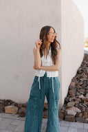 Seaside Breeze Mineral Wash Wide Leg Cropped Pants-Bottoms-Rae Collective, Women's Online Fashion Boutique Located in Phoenix, Arizona (Scottsdale Area)