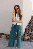 Seaside Breeze Mineral Wash Wide Leg Cropped Pants-Bottoms-Rae Collective, Women's Online Fashion Boutique Located in Phoenix, Arizona (Scottsdale Area)