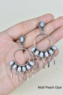 7 Jewel Hoop Studded Dangle Earring-Drop Earrings-Rae Collective, Women's Online Fashion Boutique Located in Phoenix, Arizona (Scottsdale Area)