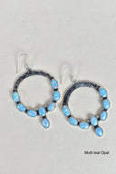 Hammered Hoop & Gemmed Loop Earring-Hoop Earrings-Rae Collective, Women's Online Fashion Boutique Located in Phoenix, Arizona (Scottsdale Area)