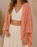 Open Weaving Long Sleeve Hoodie Sweater Cardigan