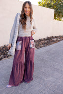 J.HER Mineral Washed Cotton Print Pocket Wide-Leg Flare Pants | S-XL-Pants-Rae Collective, Women's Online Fashion Boutique Located in Phoenix, Arizona (Scottsdale Area)