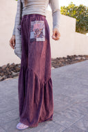 J.HER Mineral Washed Cotton Print Pocket Wide-Leg Flare Pants | S-XL-Pants-Rae Collective, Women's Online Fashion Boutique Located in Phoenix, Arizona (Scottsdale Area)