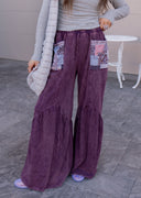 J.HER Mineral Washed Cotton Print Pocket Wide-Leg Flare Pants | S-XL-Pants-Rae Collective, Women's Online Fashion Boutique Located in Phoenix, Arizona (Scottsdale Area)