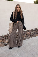 J.HER Mineral Washed Cotton Print Pocket Wide-Leg Flare Pants | S-XL-Pants-Rae Collective, Women's Online Fashion Boutique Located in Phoenix, Arizona (Scottsdale Area)