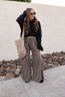 J.HER Mineral Washed Cotton Print Pocket Wide-Leg Flare Pants | S-XL-Pants-Rae Collective, Women's Online Fashion Boutique Located in Phoenix, Arizona (Scottsdale Area)