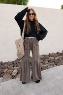 J.HER Mineral Washed Cotton Print Pocket Wide-Leg Flare Pants | S-XL-Pants-Rae Collective, Women's Online Fashion Boutique Located in Phoenix, Arizona (Scottsdale Area)