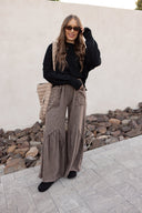 J.HER Mineral Washed Cotton Print Pocket Wide-Leg Flare Pants | S-XL-Pants-Rae Collective, Women's Online Fashion Boutique Located in Phoenix, Arizona (Scottsdale Area)