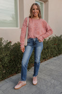 Boho Bloom Long Sleeve Embroidered Sweater-Sweater-Krush Kandy, Women's Online Fashion Boutique Located in Phoenix, Arizona (Scottsdale Area)