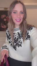 Sweetest Devotion Floral Stripe Embroidered Sweater