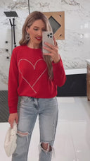Radiant Love Red Rhinestone Heart Sweatshirt