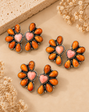 Sunset Daisy Orange & Pink Floral Earrings