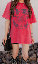 Free Bird 72 Vintage Graphic Washed Boyfriend Tee