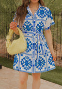 Printed Tie Waist Short Sleeve Dress-dresses-Rae Collective, Women's Online Fashion Boutique Located in Phoenix, Arizona (Scottsdale Area)