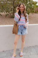 Dreamy Crotchet Pastel Top | S-XL-Sweaters-Krush Kandy, Women's Online Fashion Boutique Located in Phoenix, Arizona (Scottsdale Area)