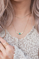 Double Layer Feather and Stone Necklace-Multi Strand Necklaces-Rae Collective, Women's Online Fashion Boutique Located in Phoenix, Arizona (Scottsdale Area)
