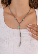 Turquoise & Desert Pearl Lariat Necklace-Lariat and Y Necklaces-Rae Collective, Women's Online Fashion Boutique Located in Phoenix, Arizona (Scottsdale Area)
